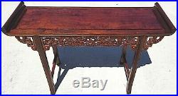 Vintage Asian Chinese Carved Rosewood Dragons Alter Entry Sofa Table Chinoiserie