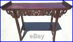 Vintage Asian Chinese Carved Rosewood Dragons Alter Entry Sofa Table Chinoiserie