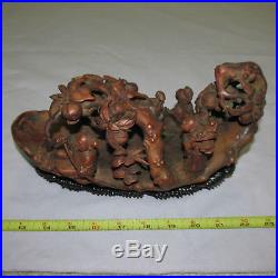 Vintage Beautiful Elaborate Hand Carved Wood Boat Ship