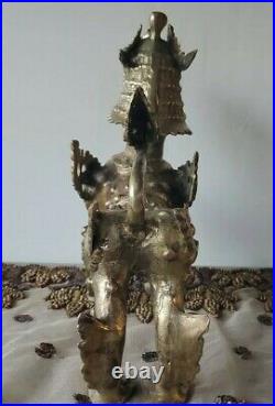 Vintage Bronze Brass Chinese Guardian Lion Foo Dog