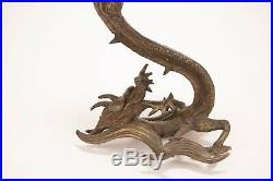 Vintage Bronze Chinese Dragon Motif Lidded Incense Burner Censer