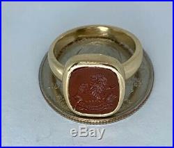 Vintage Chinese 14k Yellow Gold Carved Carnelian Dragon Ring