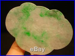 Vintage Chinese Carved Green Jade Dragon Pei / Pendant / Piece 3 3/8 Length