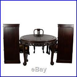 Vintage Chinese Carved Rosewood Dragon Dining Table with 8 Chairs set
