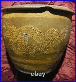 Vintage Chinese Dragon 8 x 10 Jardiniere Planter Pottery Pot