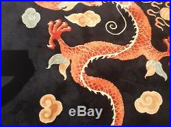Vintage Chinese Dragon Rug Handknotted Circa 1950 %100 Virgin Wool