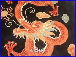 Vintage Chinese Dragon Rug Handknotted Circa 1950 %100 Virgin Wool