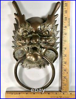 Vintage Chinese Foo Dragon Door Knocker Large Solid Brass Heavy 6 Lbs 13 Exc