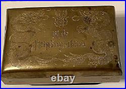 Vintage Chinese Peiping (Beijing) China Brass Dragon Box 1946 5.25 x 3.25