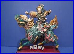 Vintage Chinese Roof Tile Warrior on Dragon Horse Double Signed