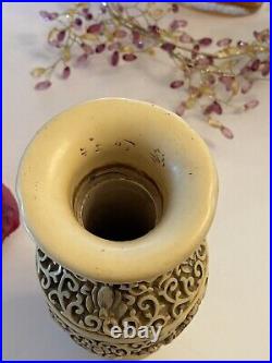 Vintage Chinese White Cinnabar Signed Dragon Vase