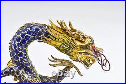 Vintage, Chinese, cloisonne, dragon statue, 9 inches tall