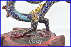 Vintage, Chinese, cloisonne, dragon statue, 9 inches tall