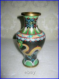 Vintage Cloisonne Vase Dragons