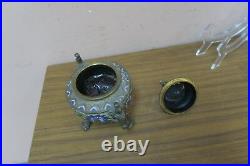 Vintage Japanese Cloisonne Enamel Brass Dragon Foo Dog Incense Burner Censer