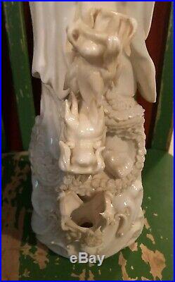 Vintage Kuan Yin Goddess Three Dragons Statue Drip Fountain Chinese 16inch
