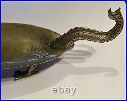 Vintage Large Bronze Sculptural Dragon Super Rare Centerpiece Serving Tray