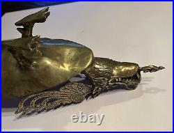 Vintage Large Bronze Sculptural Dragon Super Rare Centerpiece Serving Tray