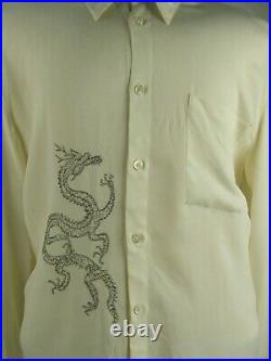 Vintage Original Gianni Versace Silk Shirt Embroidered With Chinese Dragon