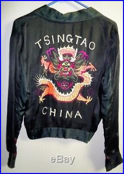 Vintage, Silk Chinese Jacket WWII Souvenir With Dragon