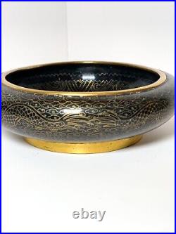 Vintage Small Mid Century Chinese Cloisonné Brush Bowl Decorative Dragon Bowl