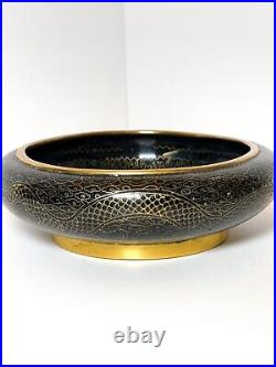 Vintage Small Mid Century Chinese Cloisonné Brush Bowl Decorative Dragon Bowl