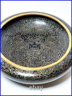 Vintage Small Mid Century Chinese Cloisonné Brush Bowl Decorative Dragon Bowl