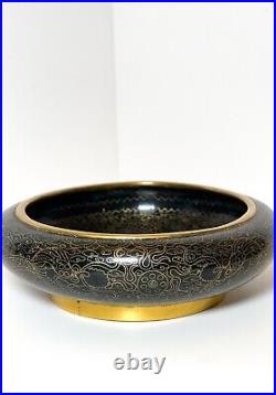 Vintage Small Mid Century Chinese Cloisonné Brush Bowl Decorative Dragon Bowl