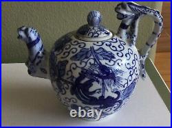 Vintage Yongzheng Blue White 8 Chinese Teapots Dragon Duck All Lids Excellent