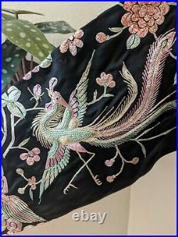 Vintage silk satin gold embroidered dragon Qun Kua wedding dress jacket Chinese