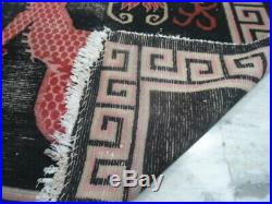 Vintage tibetan Dragon nepal wool rug carpet handknotted black 4x6
