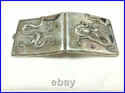 Wai Kee 1900's Antique Chinese Asian Silver Dragon Cigarette Case