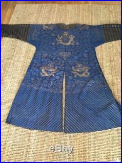 Wonderful 19th Century Antique Chinese Qing Dynasty Summer Silk Dragon Robe