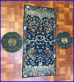 Wonderful Antique Chinese Imperial Silk Dragon Textile & Pier Rank Badges