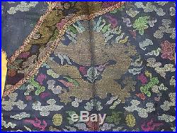 Wonderful Antique Chinese Summer Silk Blue Robe With Dragons 51 in x 80 in