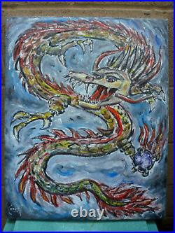 YEAR OF THE DRAGON 16x20 Chinese Zodiac oil Painting NEW original signed Crowell