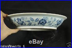 Yuan Dynasty Blue and White Porcelain Dragon Phoenix Plate Chinese Antiqu #531