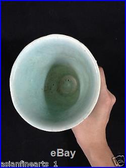 Yuan Dynasty Raised Dragon Light Blue-Glazed Porcelain Cup Chinese Antique #475
