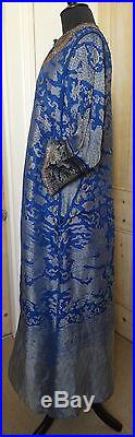 (lóngpáo) Circa 1840 Antique Five Claw Chinese Blue Silk Imperial Dragon Robe