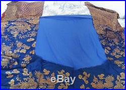 (lóngpáo) Circa 185060 Antique Chinese Blue Gold Silk Imperial Dragon Robe