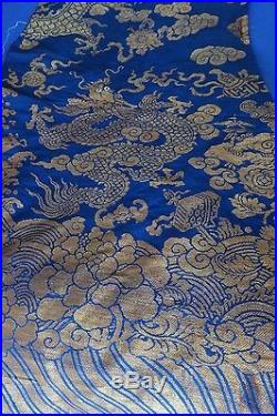 (lóngpáo) Circa 185060 Antique Chinese Blue Gold Silk Imperial Dragon Robe